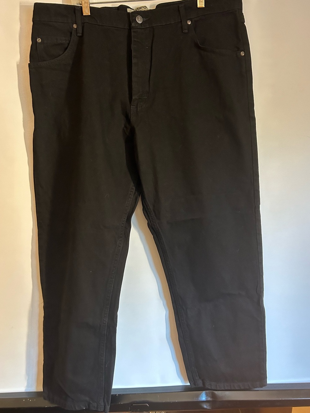 WRANGLER AUTHENTICS BLACK DENUIM STRAIGHT LEG 5 POCKETS BUTTON JEANS 40X28